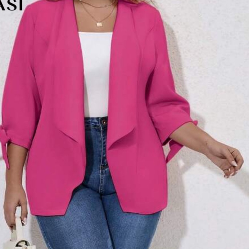 SHEIN Pink Blazer with Tie Sleeves